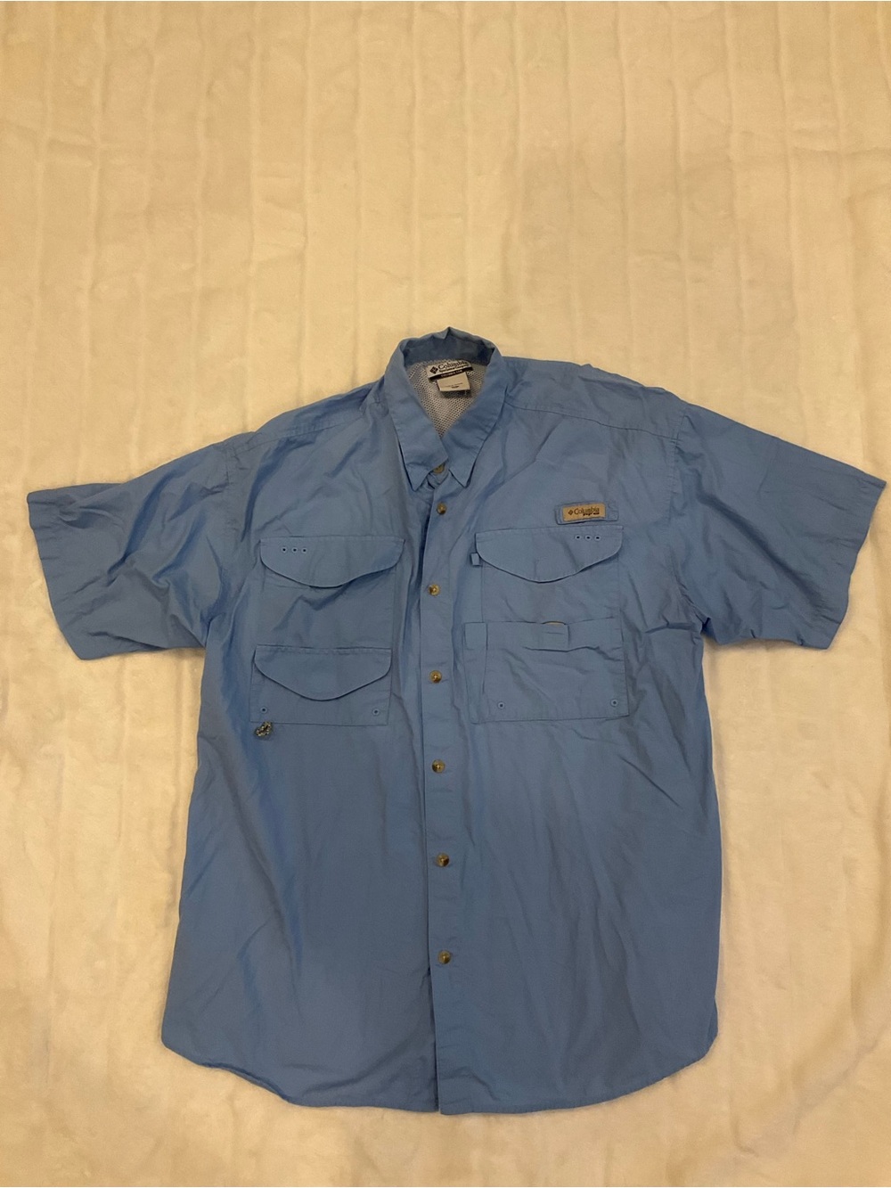Light Blue Men’s Short-Sleeve Casual fishing Shirt